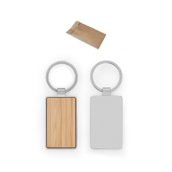 GASTON RECTANGULAR. Porte-clés rectangulaire en zinc et bambou