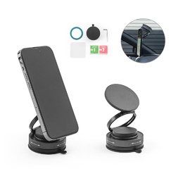 KEPLER. Support magnétique pour téléphone portable avec système de fixation à vide pour surfaces lisses et non lisses (rotation à 360°)