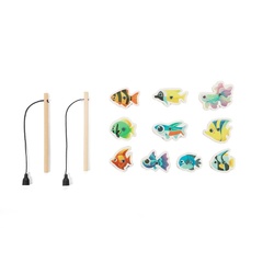 FISHY. Jeu de pêche composé de 10 poissons en bois, idéal pour les enfants