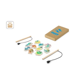FISHY. Jeu de pêche composé de 10 poissons en bois, idéal pour les enfants