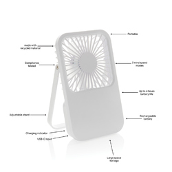 Ventilateur de bureau en plastique recyclé RCS Aervina