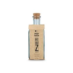 Bouteille en verre recyclé InSideOut Square ReuuZ avec bouchon en liège 500 ml