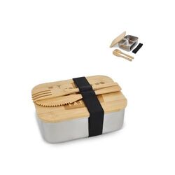 Boîte à lunch en acier inoxydable avec couvercle en bambou