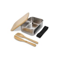 Boîte à lunch en acier inoxydable avec couvercle en bambou