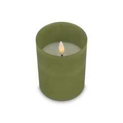 Bougie rechargeable à l'huile de cire et LED Nyelle dans un verre