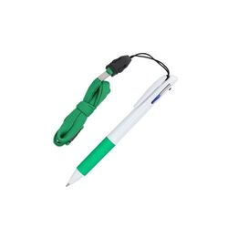 Stylo 3 couleurs avec grip et cordon