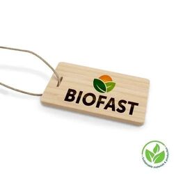 Eco Luggage Tag Bamboo (Brun, Impression en quadrichromie recto, accessoire étiquette à bagages)