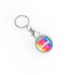 Key Ring Shopping Token (Argent, Doming en couleur, Pas d'incrustation en couleur)