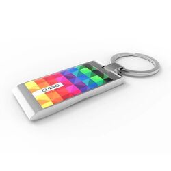 Key Ring Curvo (Argent, Doming en couleur, Pas d'incrustation en couleur)