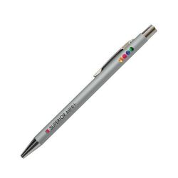 Pen Superior Mini+ (Argent, Impression en quadrichromie côté droit, Pas d'incrustation en couleur)