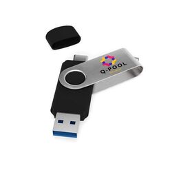 USB Stick Twister-C 3.0 Black (32 Go 3.0, Pas de téléversement de données, Gravure recto)
