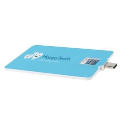 USB Stick Credit Card 3.0 Type-C (Blanc, 32 Go 3.0, Pas de téléversement de données, Impression en quadrichromie recto)