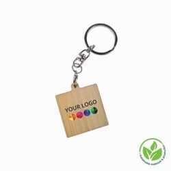 Key Ring Bamboo (Rond 32 mm, Impression en couleur ronde 32 mm, Porte-clés, Accessoire inclus)