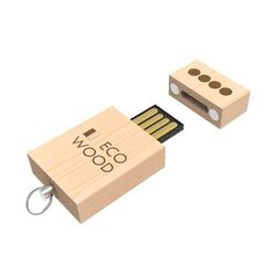 USB Stick Eco Wood (Brun, 4 Go 2.0, Pas de téléversement de données, Gravure recto)