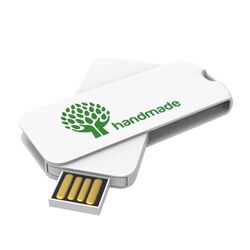 USB Stick Smart Twister Large (Noir, 4 Go 2.0, Pas de téléversement de données, Impression en quadrichromie recto)