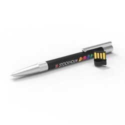 USB Pen Stockholm (Noir, 4 Go 2.0, Pas de téléversement de données, Impression en quadrichromie côté droit)