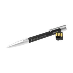 USB Pen Stockholm (Noir, 4 Go 2.0, Pas de téléversement de données, Gravure côté droit)