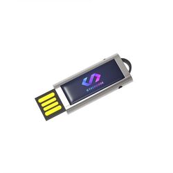 USB Stick Slide (Argent, 4 Go 2.0, Pas de téléversement de données, Doming en quadrichromie)