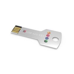 USB Stick Alu Key (Noir, 4 Go 2.0, Pas de téléversement de données, Impression en quadrichromie recto)