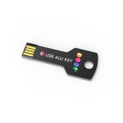 USB Stick Alu Key (Noir, 4 Go 2.0, Pas de téléversement de données, Impression en quadrichromie recto)