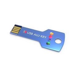 USB Stick Alu Key (Noir, 4 Go 2.0, Pas de téléversement de données, Impression en quadrichromie recto)