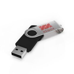 USB Stick Twister (Noir, 4 Go 2.0, Pas de téléversement de données, Impression en quadrichromie recto, Impression en quadrichromie verso)