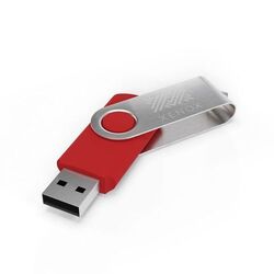 USB Stick Twister (Noir, 4 Go 2.0, Pas de téléversement de données, Gravure recto, Gravure verso)