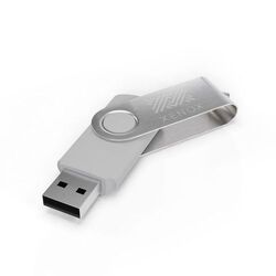 USB Stick Twister (Noir, 4 Go 2.0, Pas de téléversement de données, Gravure recto, Gravure verso)