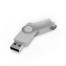USB Stick Twister (Noir, 4 Go 2.0, Pas de téléversement de données, Gravure recto, Gravure verso)