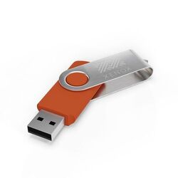 USB Stick Twister (Noir, 4 Go 2.0, Pas de téléversement de données, Gravure recto, Gravure verso)