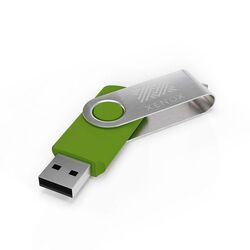 USB Stick Twister (Noir, 4 Go 2.0, Pas de téléversement de données, Gravure recto, Gravure verso)