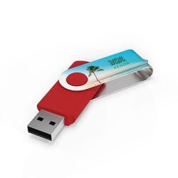 USB Stick Twister (Noir, 4 Go 2.0, Pas de téléversement de données, Impression maximale recto, Impression maximale verso)