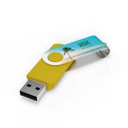 USB Stick Twister (Noir, 4 Go 2.0, Pas de téléversement de données, Impression maximale recto, Impression maximale verso)
