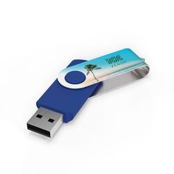 USB Stick Twister (Noir, 4 Go 2.0, Pas de téléversement de données, Impression maximale recto, Impression maximale verso)