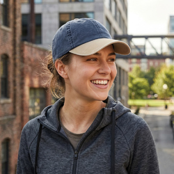 Casquette bicolore BEAU AWARE™ lavée à 6 panneaux en sergé d