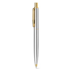 SILVERIO. Stylo à bille en acier Inoxidable avec corps brillant et agrafe
