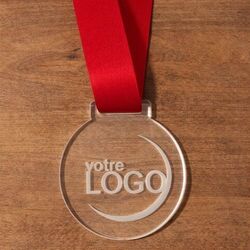 Médaille Plexi transparent - 75mm - Transparent