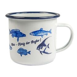 Mug Émaillé Blanc Bord Gris - 300 ml