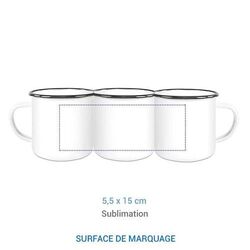 Mug Émaillé Blanc Bord Gris - 300 ml