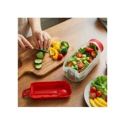 Boîte à lunch tout-en-un avec compartiment à sauce et cuillère-fourchette