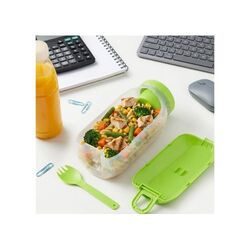 Boîte à lunch tout-en-un avec compartiment à sauce et cuillère-fourchette