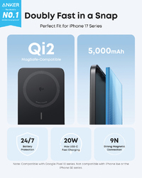 Powerbank 5000mAh 15W MagGo Qi 2.0 Anker Nano