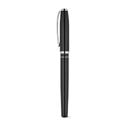 SARAMAGO. Coffret haut de gamme comprenant 1 stylo à bille et 1 stylo roller en cuivre et acier inoxydable, à encre bleue
