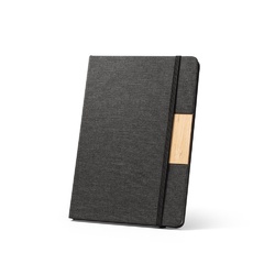 SCLIAR. Ensemble composé d'un stylo à bille, d'un bloc-notes et d'une bouteille, fabriqués à partir de PET recyclé, d'aluminium recyclé et de bambou