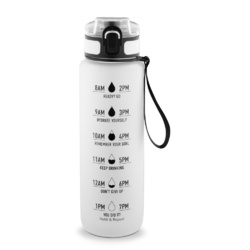 ERIKSSON. Bouteille en PET recyclé (100 % rPET), avec des phrases motivantes et des repères horaires pour vous encourager à boire de l’eau