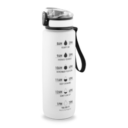 ERIKSSON. Bouteille en PET recyclé (100 % rPET), avec des phrases motivantes et des repères horaires pour vous encourager à boire de l’eau