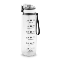 ERIKSSON. Bouteille en PET recyclé (100 % rPET), avec des phrases motivantes et des repères horaires pour vous encourager à boire de l’eau