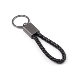 KETCHUM. Porte-clés rectangulaire en cordon tressé en polyester (dont 21 % recyclé) et polyuréthane (79 % recyclé)