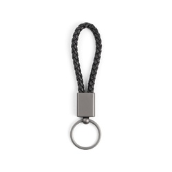 KETCHUM. Porte-clés rectangulaire en cordon tressé en polyester (dont 21 % recyclé) et polyuréthane (79 % recyclé)
