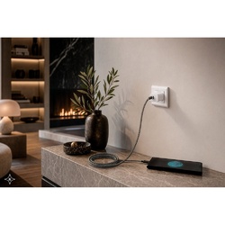 NADELLA. Câble USB-C vers USB-C avec gaine tressée en polyester (60 W) et système magnétique pour un enroulement facile